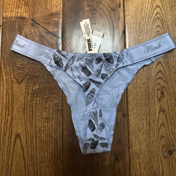 NWT VS’s PINK COTTON SHIMMER HIGH-LEG THONG Ice Cream Cone pattern. Small. - Picture 5 of 5